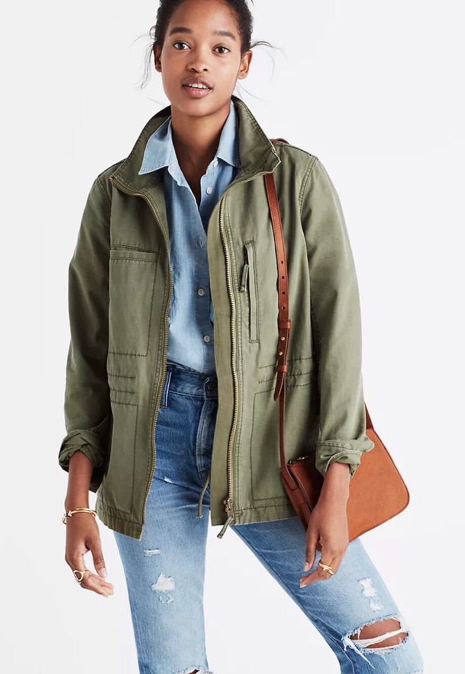 Madewell Fleet Military Jacket Olive Green Size Large
